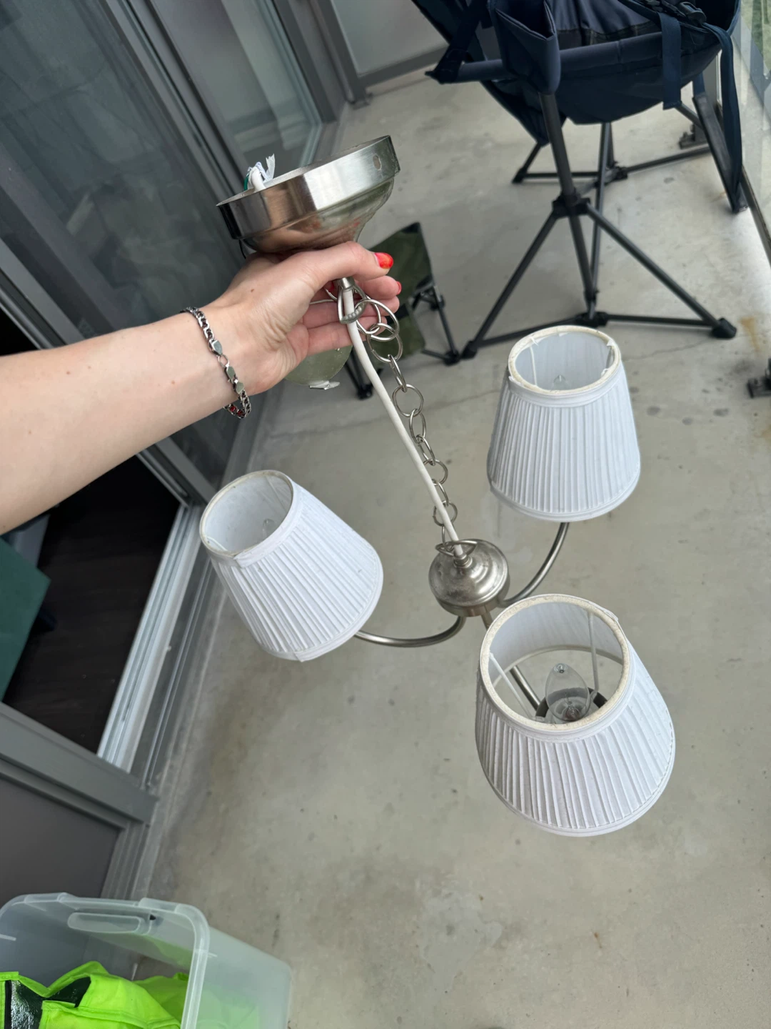 3-Light Chandelier with White Shades - photo 2