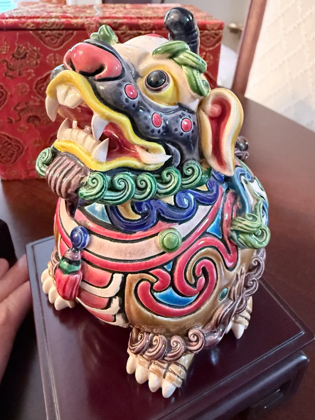 Pair Vintage Taiwan Cochin Koji Ceramic Foo Dog Lion Signed - photo 4