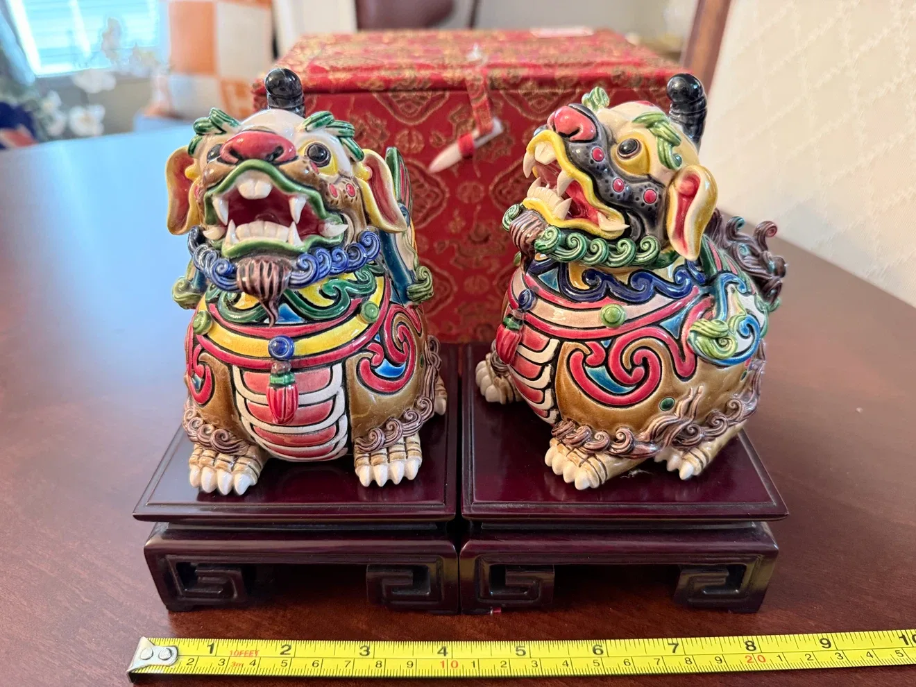 Pair Vintage Taiwan Cochin Koji Ceramic Foo Dog Lion Signed - photo 5