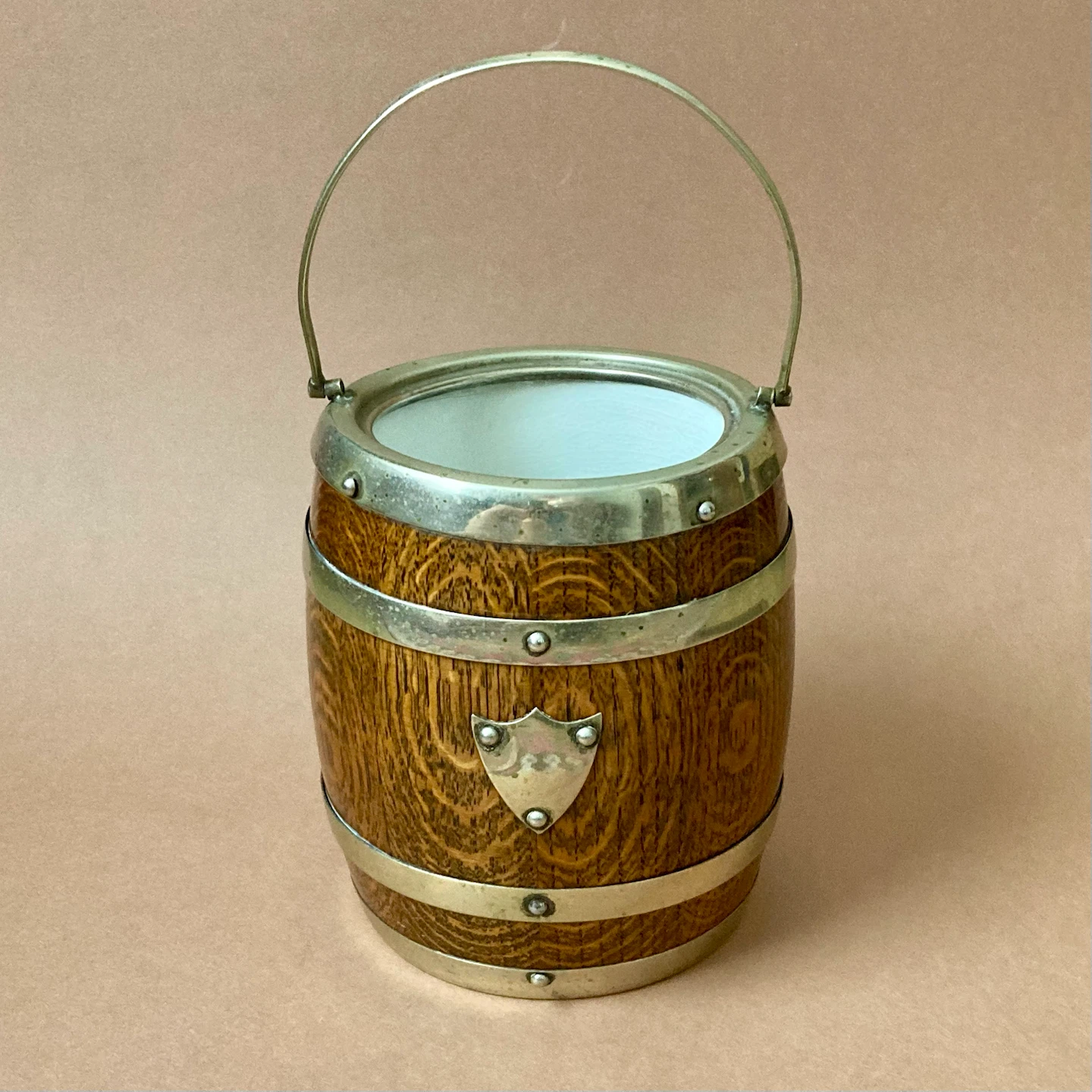 Antique Oak Biscuit Barrel