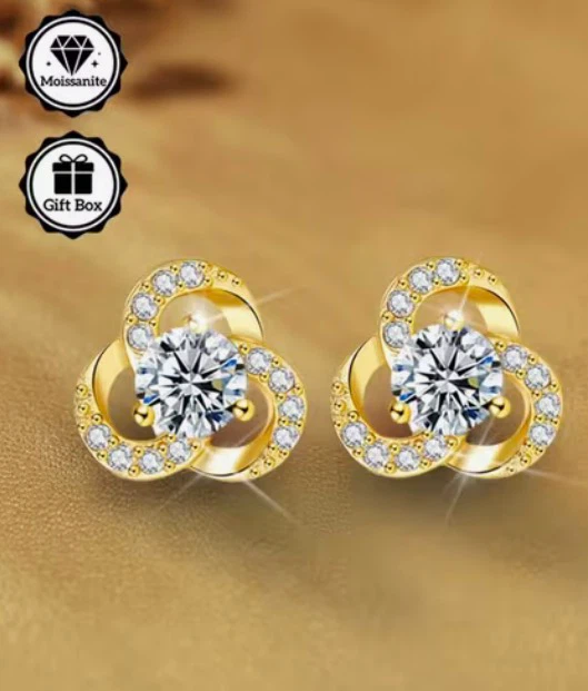18k Plated Moissanite Stud Earrings
