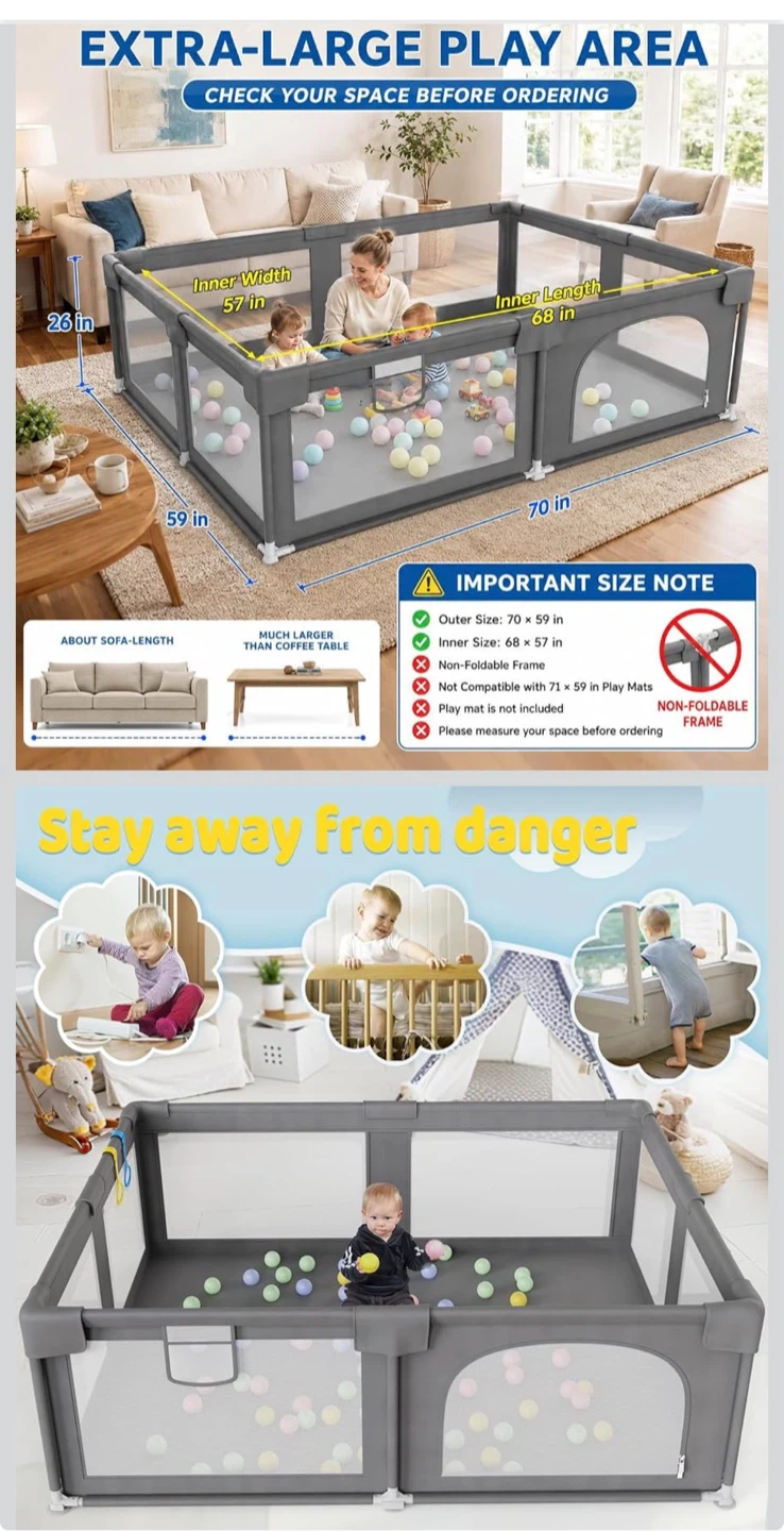 Palopalo Extra Large Baby Playpen 70x59in - photo 4