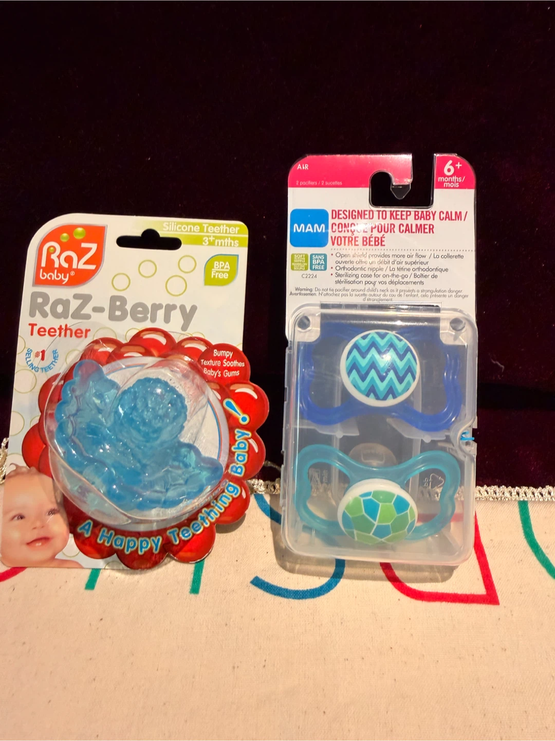 RaZ-Baby RaZ-Berry Teether & MAM Pacifiers
