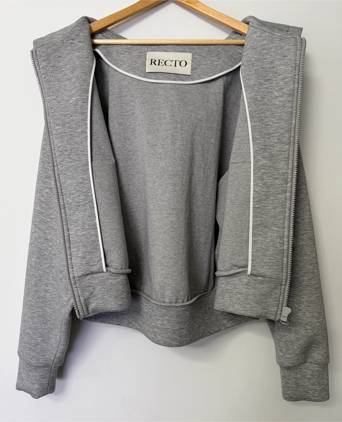 RECTO Grey Zip-Up Hoodie Kpop Kdrama BTS Cha Eun Woo Brand - photo 3