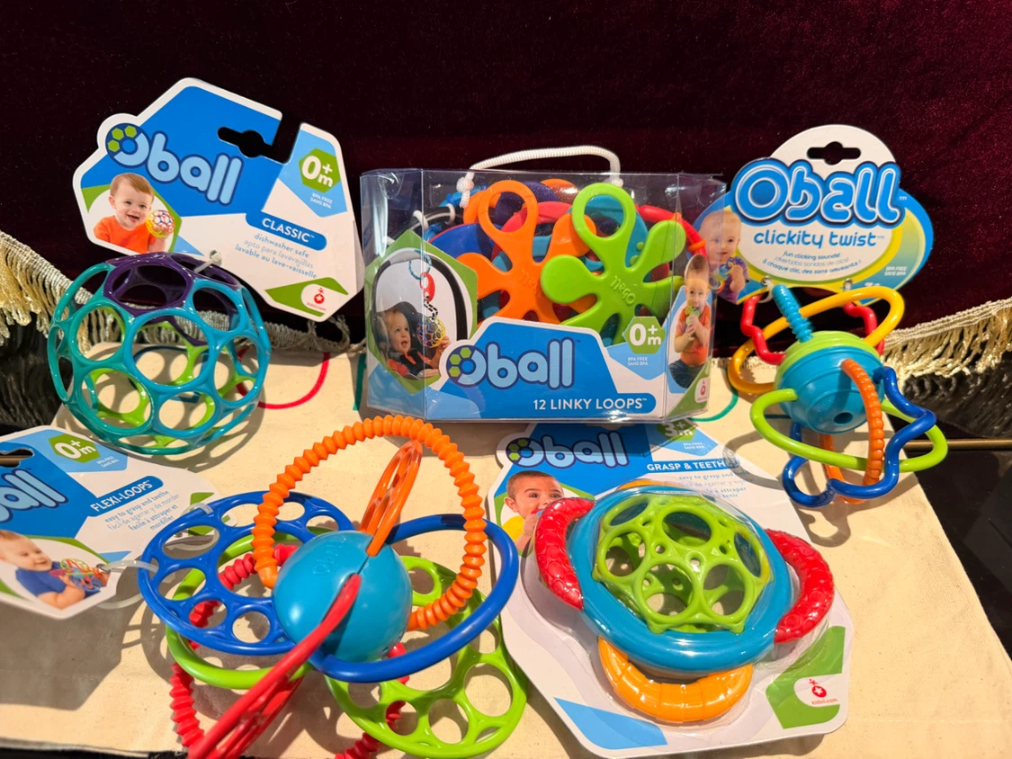 Oball Baby Toys Bundle - Classic, Clickity Twist, Flexi-Loops