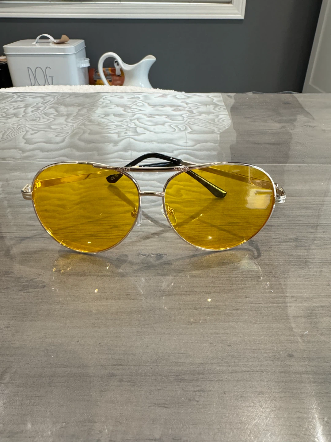 Aviator Style Yellow Lens Sunglasses
