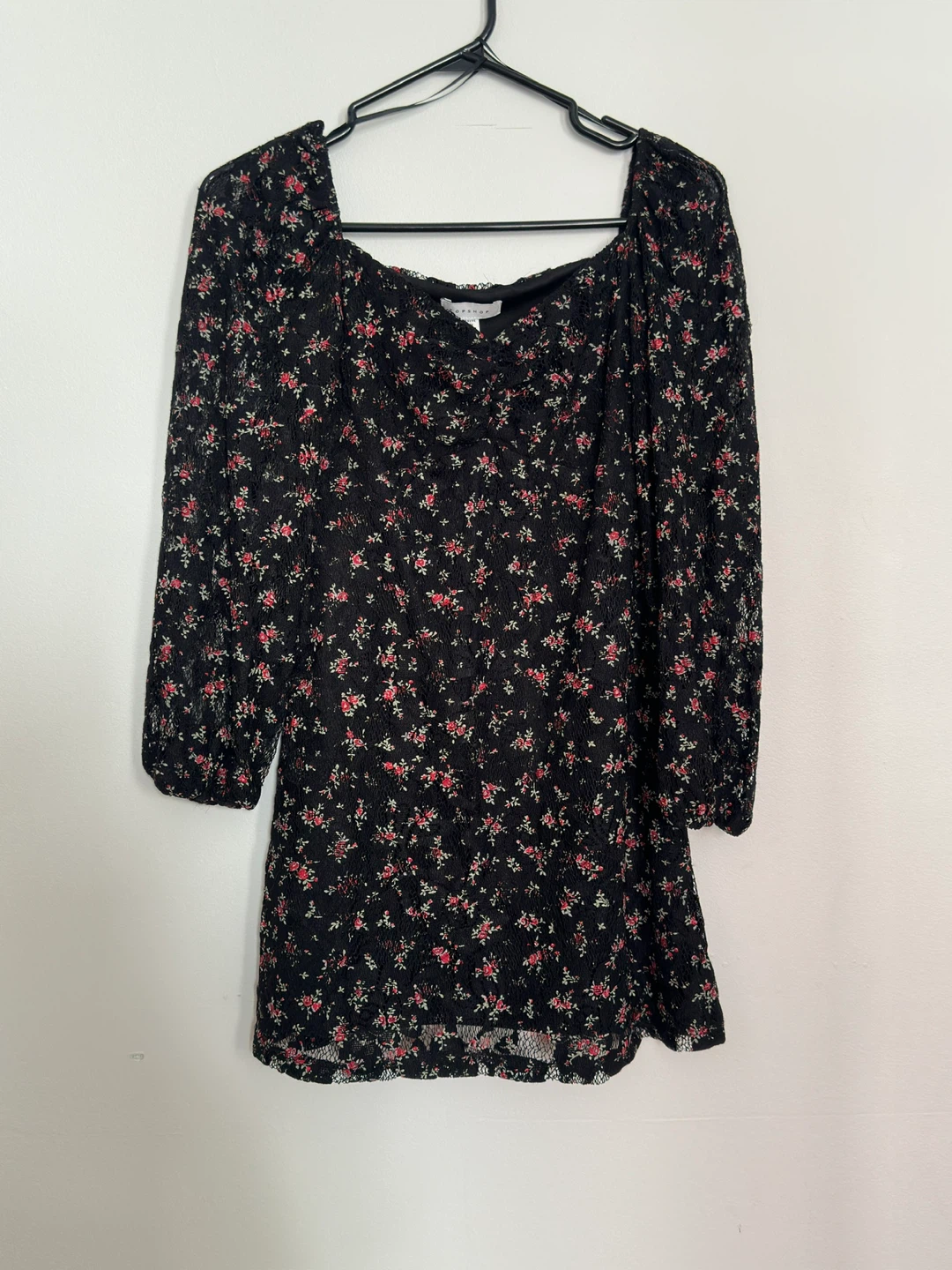 Topshop Black Floral Lace Mini Dress - photo 2