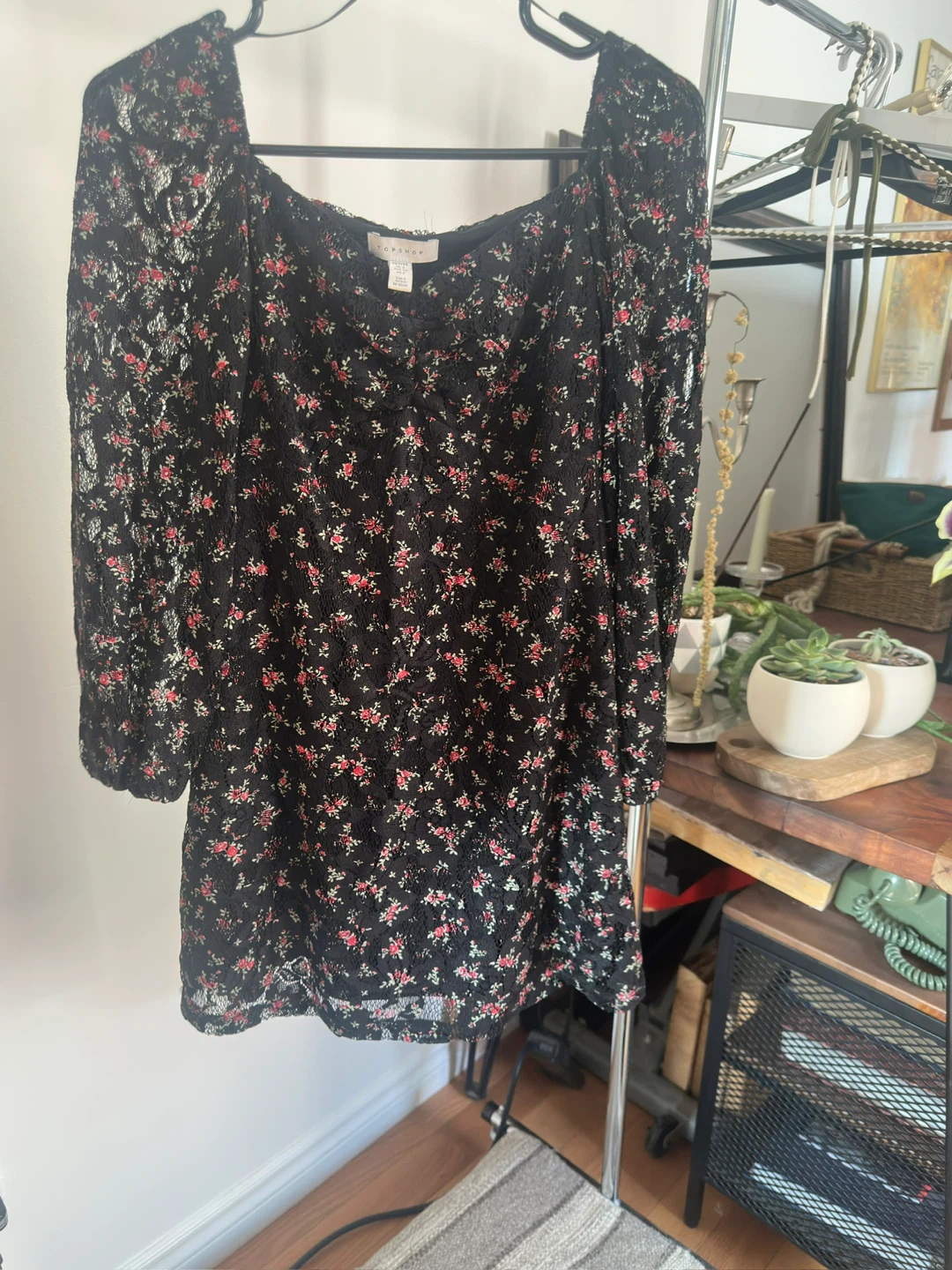 Topshop Black Floral Lace Mini Dress - photo 4