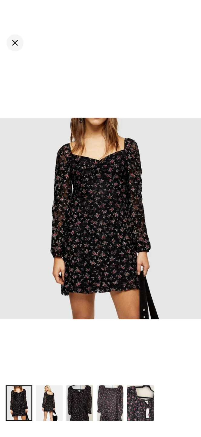 Topshop Black Floral Lace Mini Dress