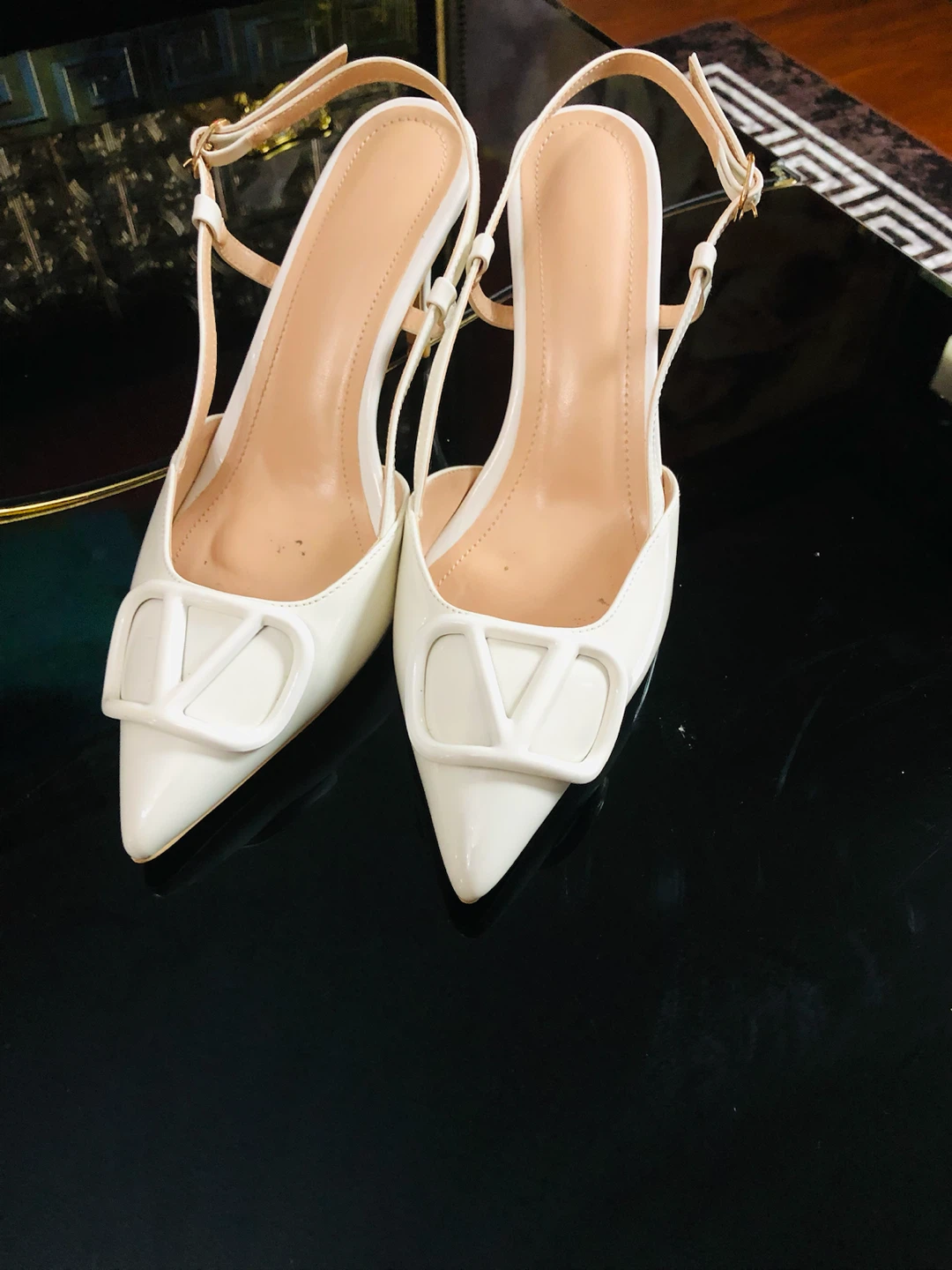 White Slingback Heels 8 used only once