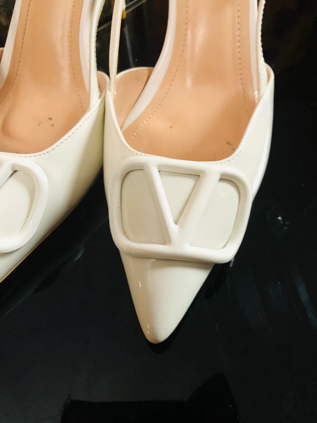 White Slingback Heels 8 used only once - photo 2