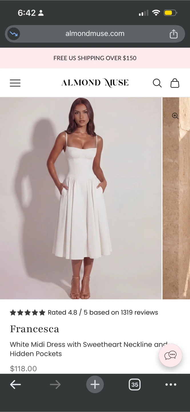 Almond Muse Francesca White Midi-Dress  - Never Worn - photo 3