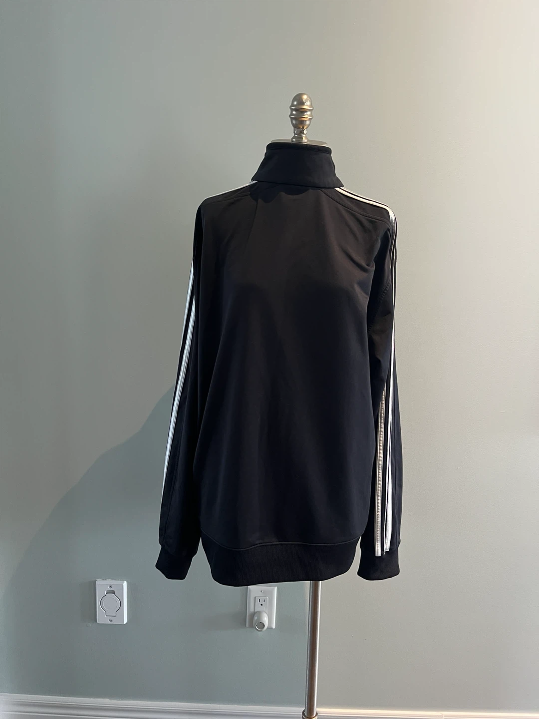 Adidas Track Jacket - Black with White Stripes - Size L - photo 2
