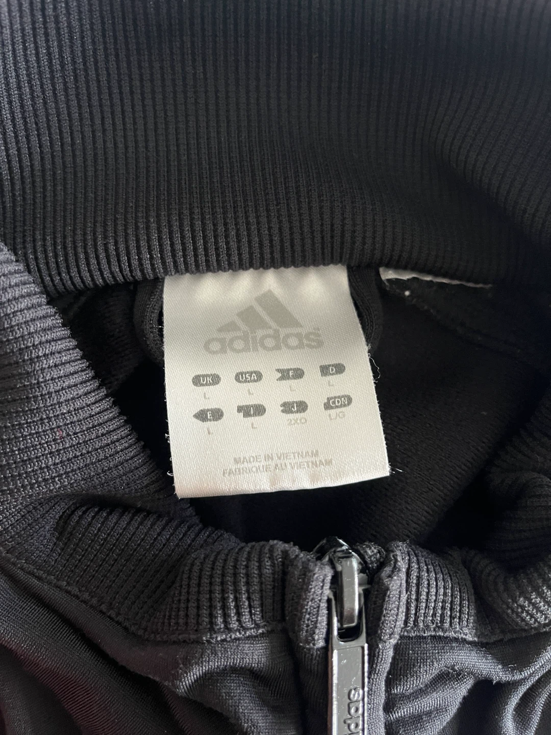 Adidas Track Jacket - Black with White Stripes - Size L - photo 3