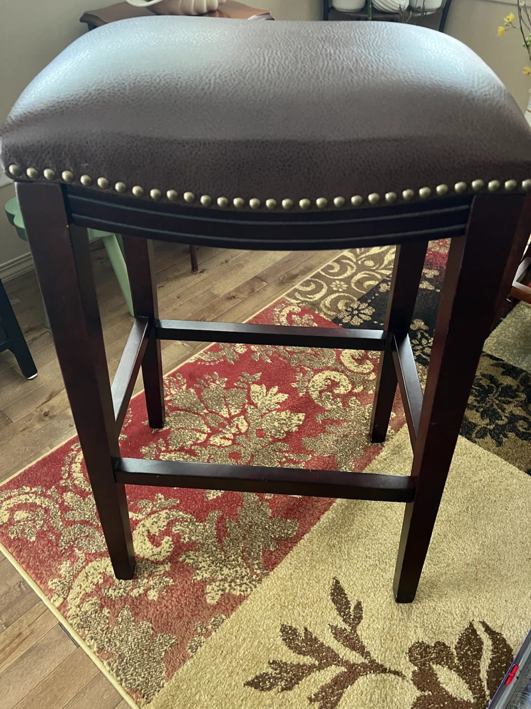 Brown Faux Leather Bar Stool - photo 2