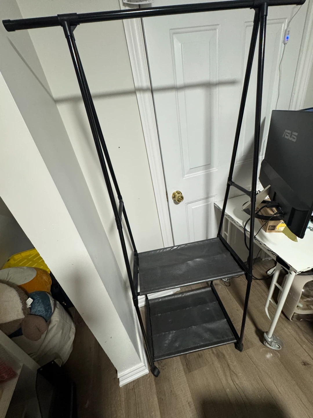Black Garment Rack with Two Shelves