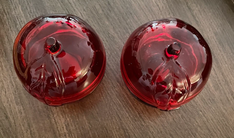 Vintage Partylite Red Glass Pumpkin Votive Candle Holders - photo 2
