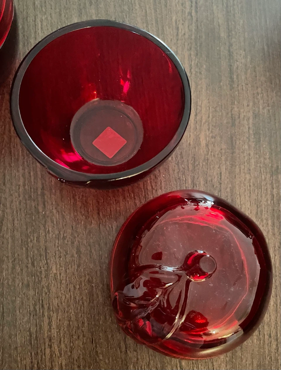 Vintage Partylite Red Glass Pumpkin Votive Candle Holders - photo 3