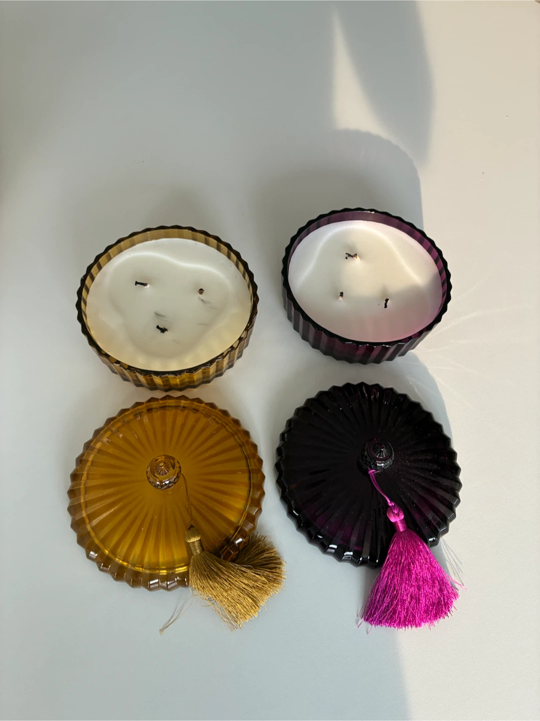 Set of 2 Decorative Glass Jar Candles with Tassels - photo 2