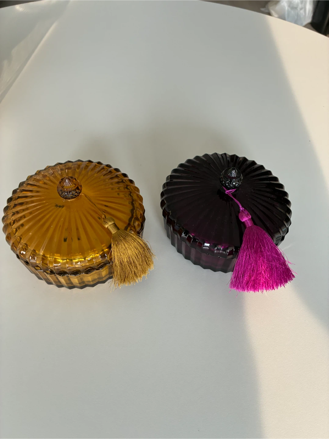 Set of 2 Decorative Glass Jar Candles with Tassels