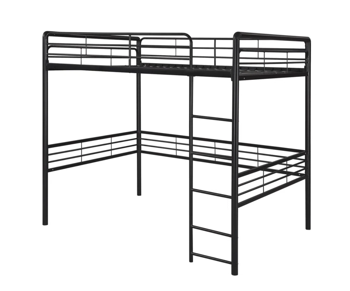 Black Metal Loft Bed Frame-Full - photo 2