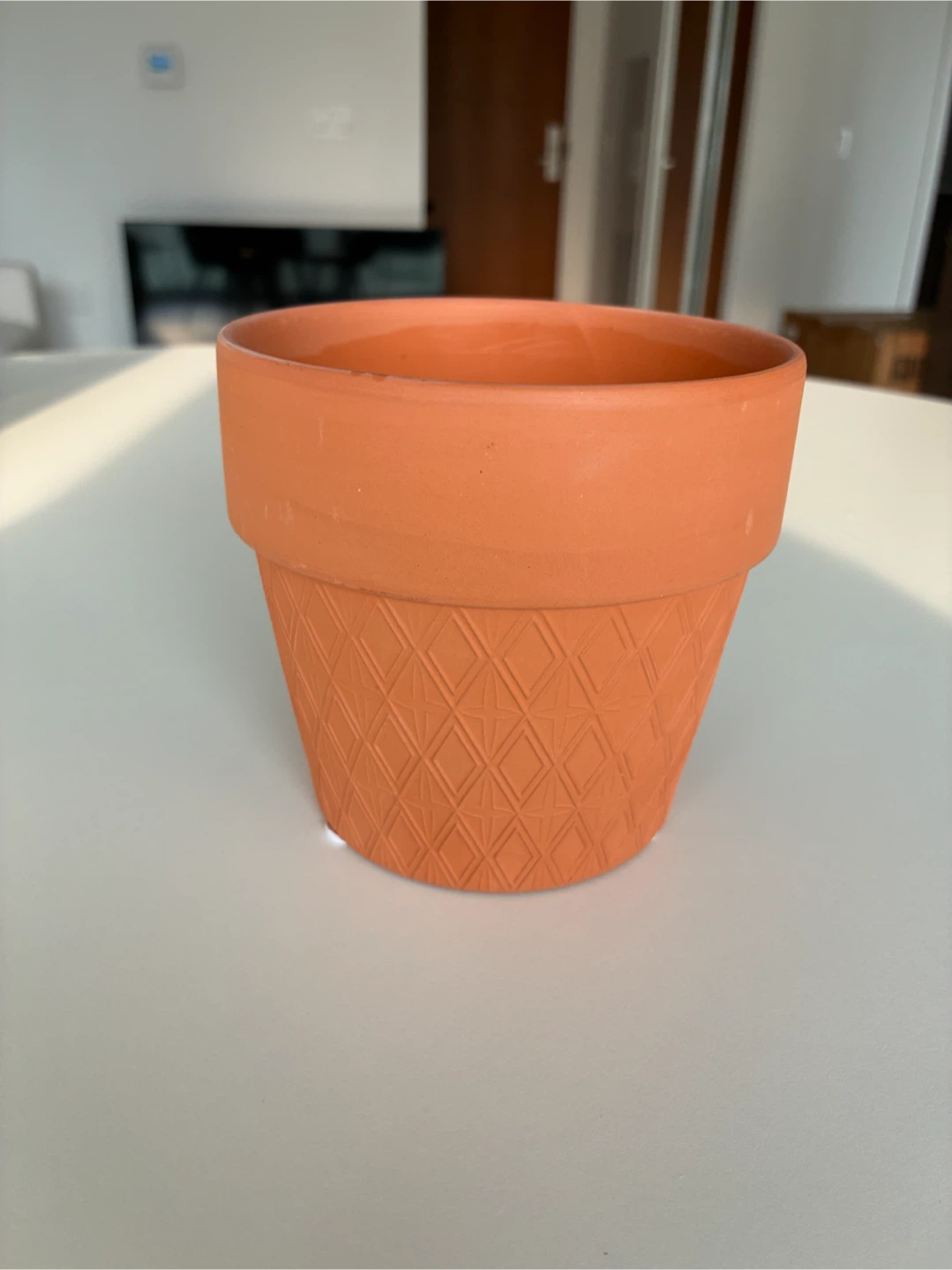 Terracotta Pot with Diamond Pattern