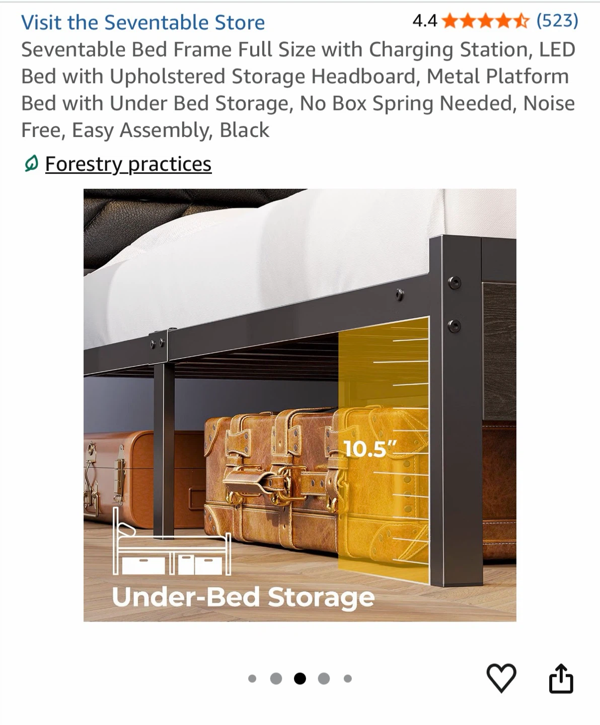 Full Size Bed Frame with Charging Station & LED Headboard - photo 5