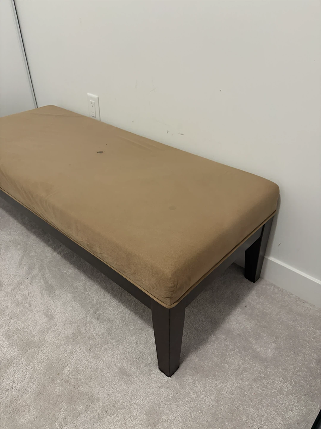 Tan Upholstered Bench Ottoman