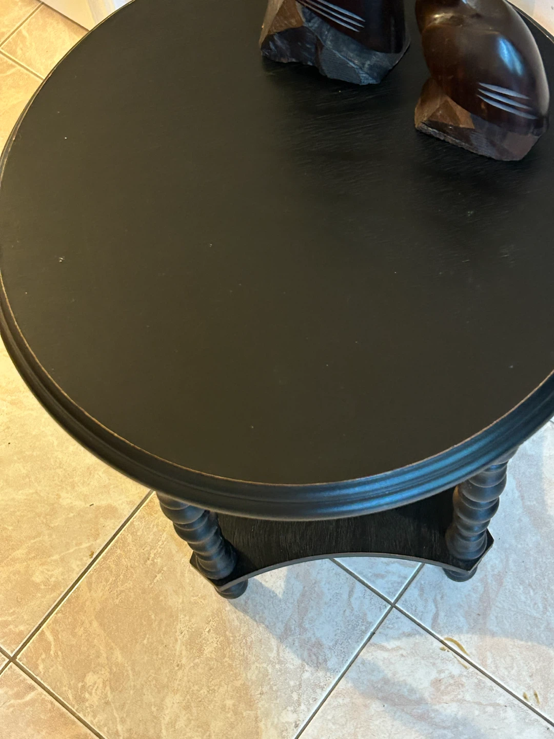 Black wooden side table two tiers - photo 4