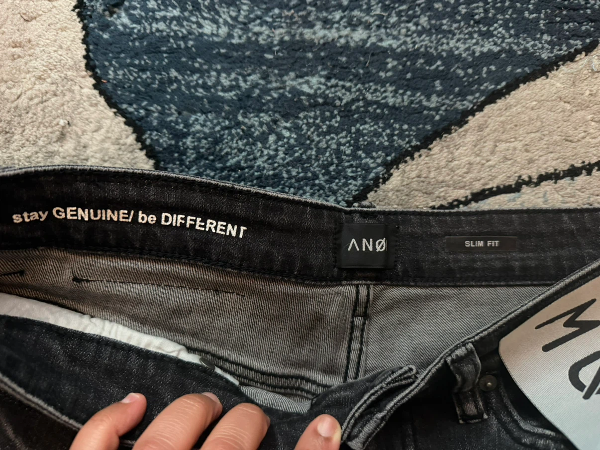 ANOM Slim Fit Black Jeans with Green Patch - photo 4