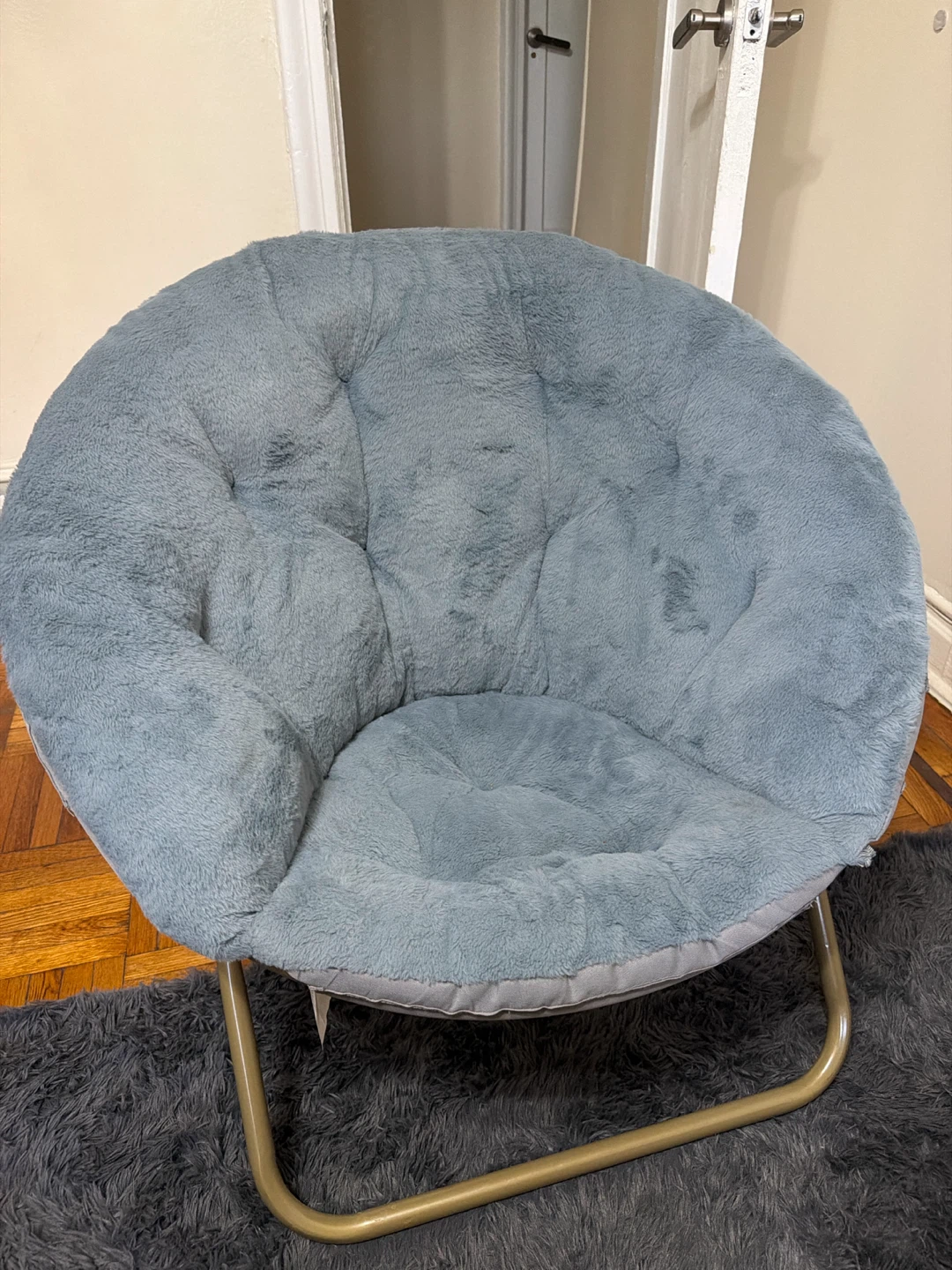 Light Blue Plush Saucer Chair