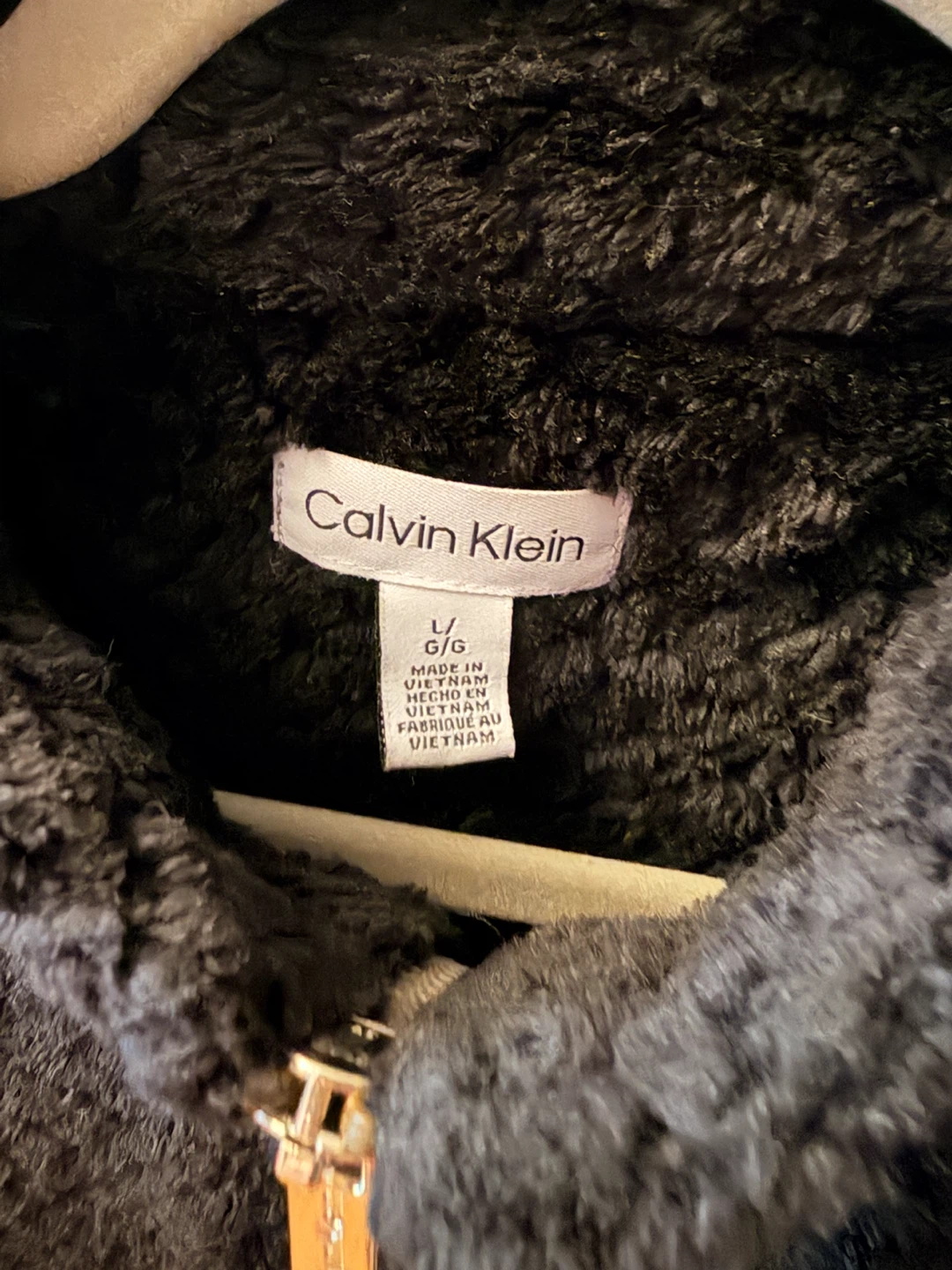 Calvin Klein Black Fuzzy Fleece Zip-Up Jacket - photo 2
