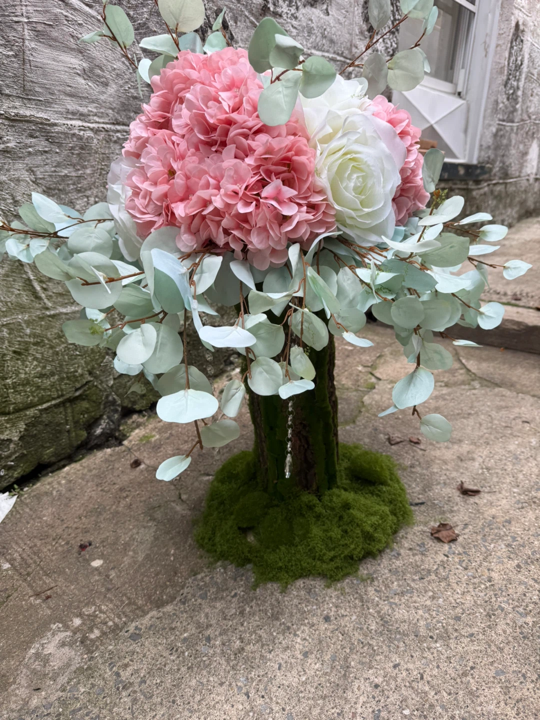 Artificial Flower Arrangement - Pink and White Hydrangeas