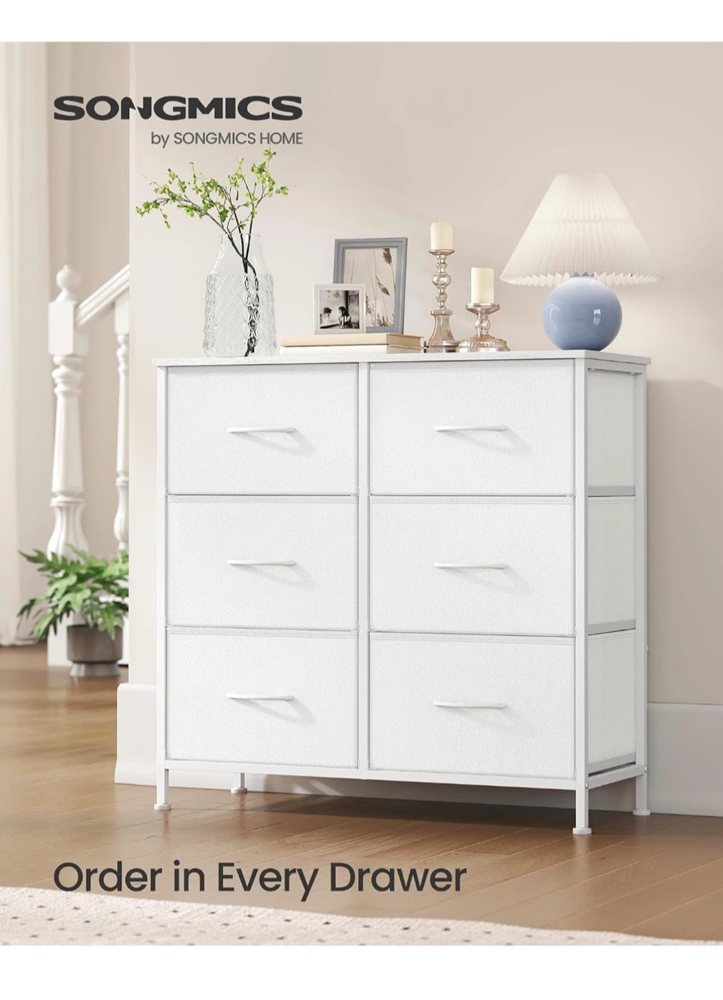 SONGMICS White 6-Drawer Dresser - photo 4