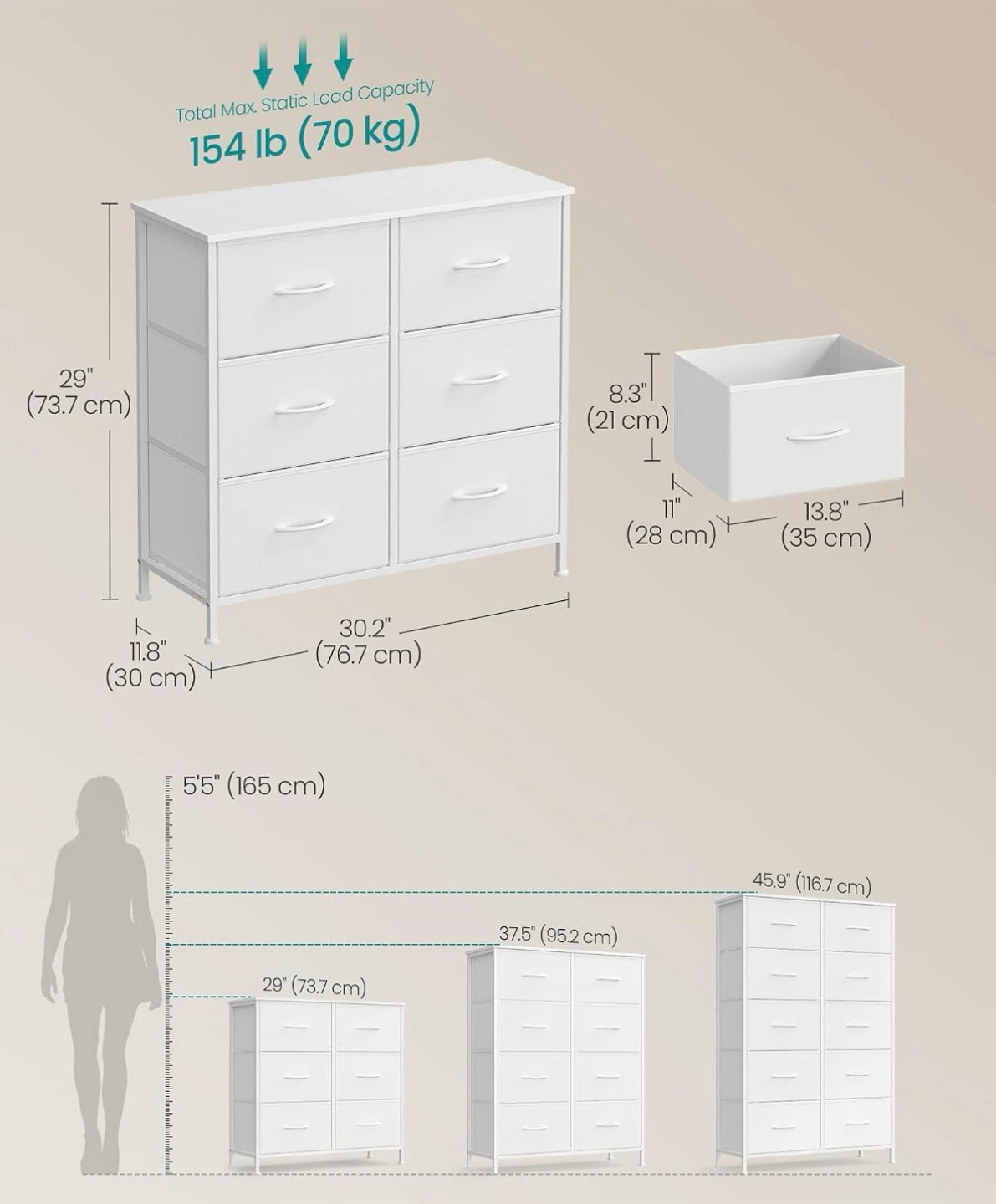 SONGMICS White 6-Drawer Dresser - photo 5