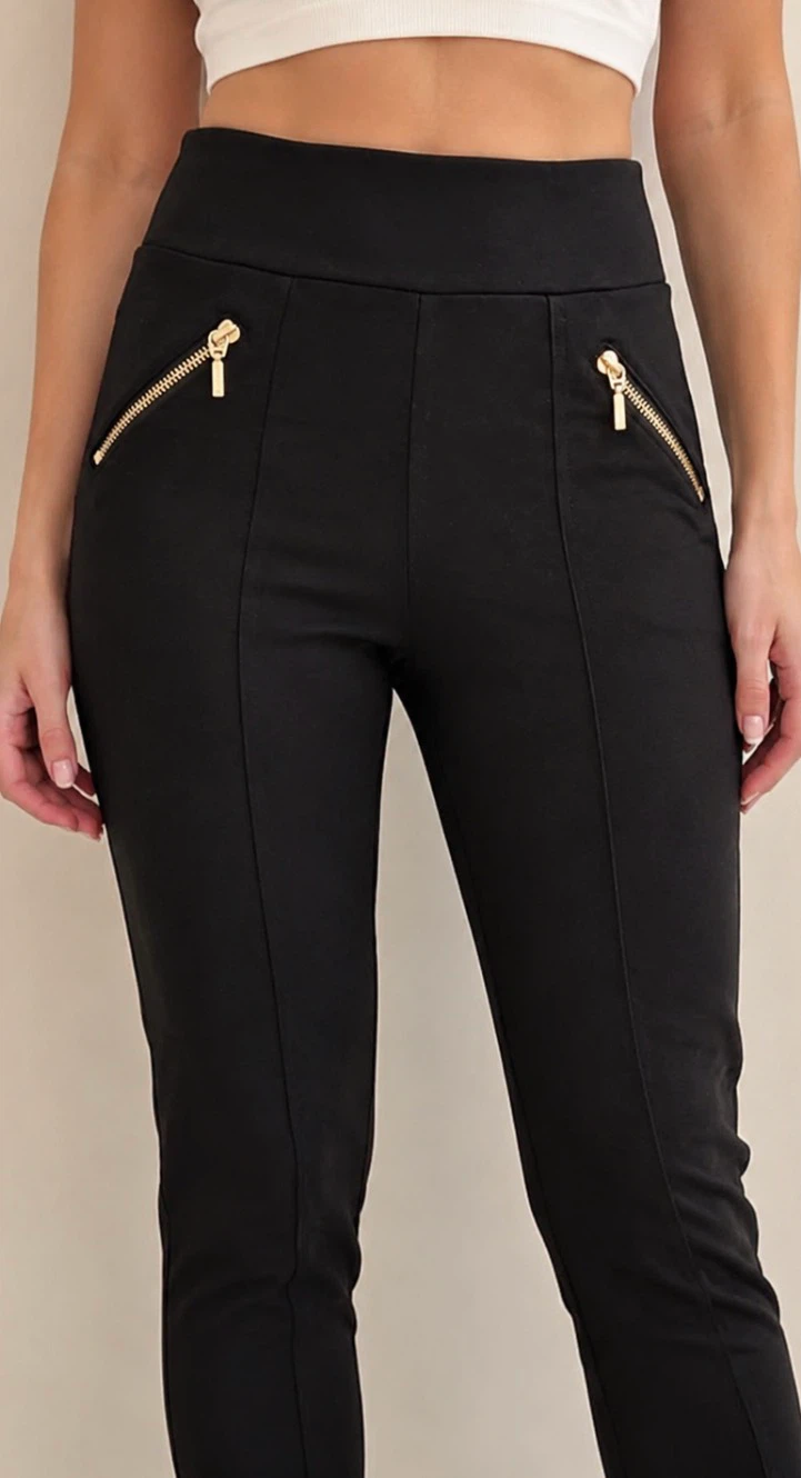 Black Pants with Gold Zippers