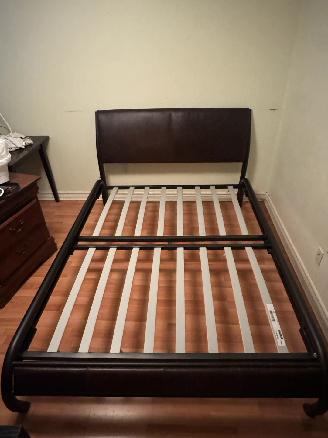Double Size Iron Bed Frame with Padded Headboard