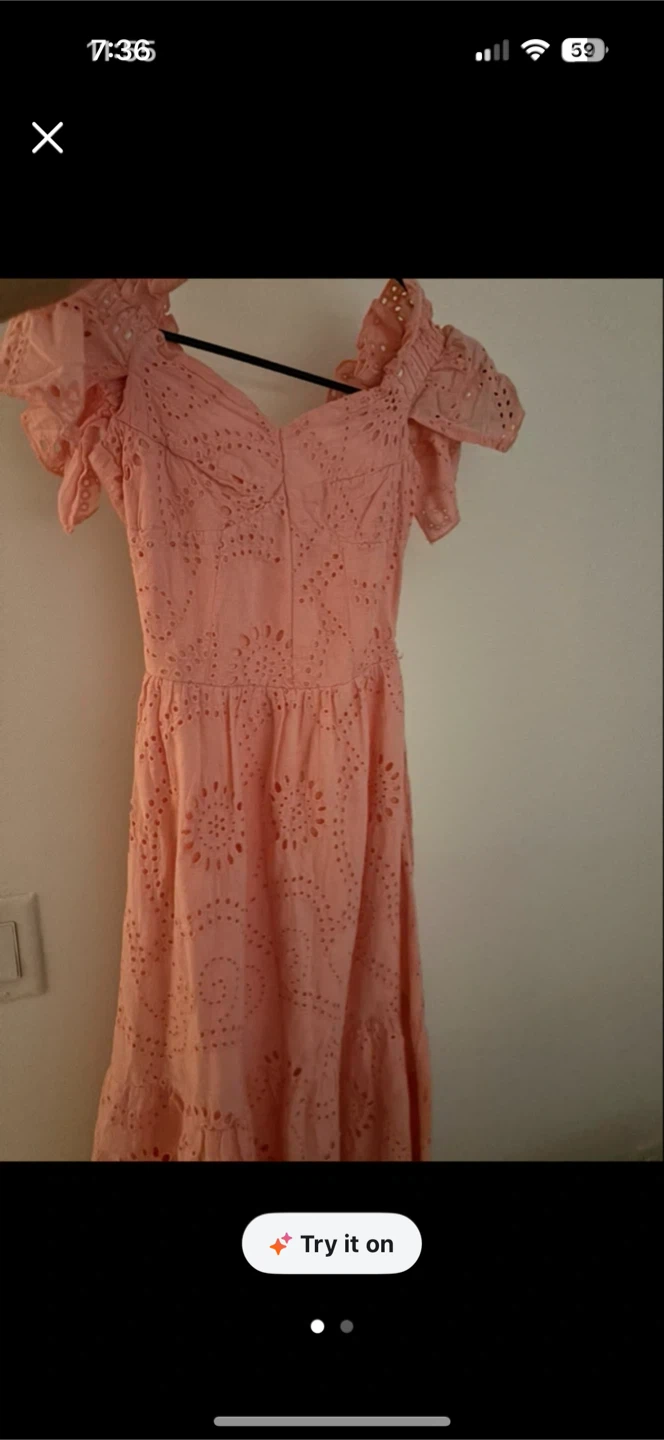 Pink Broderie Anglaise Off-the-Shoulder Dress