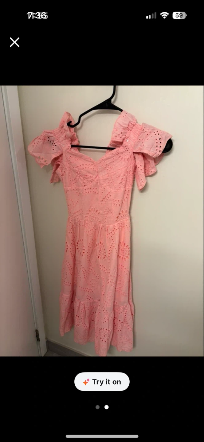 Pink Broderie Anglaise Off-the-Shoulder Dress - photo 2