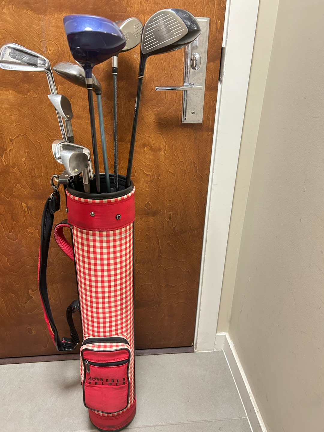 Golf Club Set with Red Gingham Bag