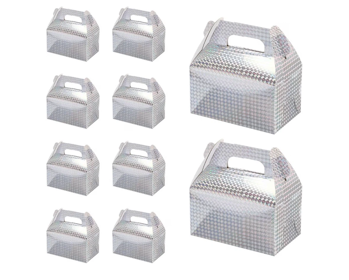 uxcell 10 Pack Iridescent Party Gable Treat Boxes