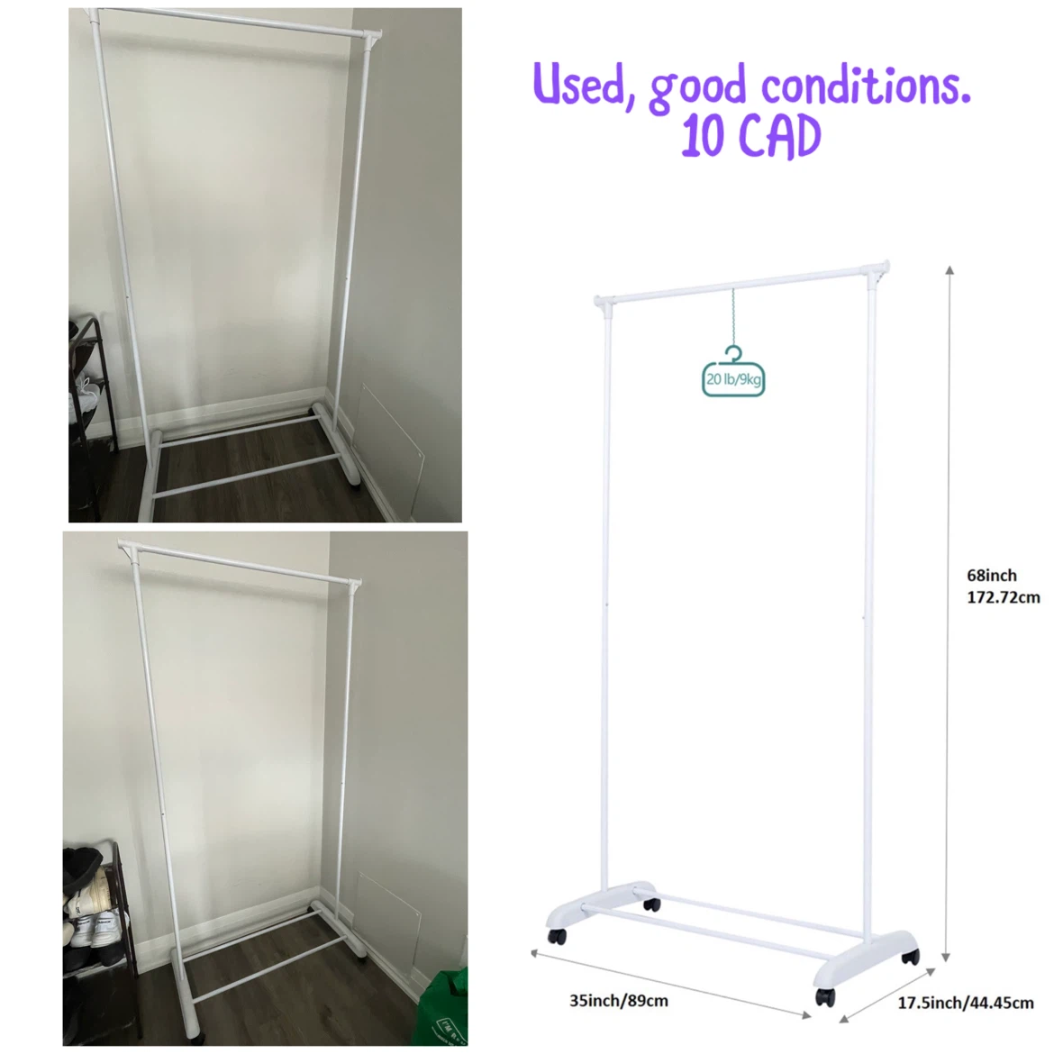 White Rolling Garment Rack