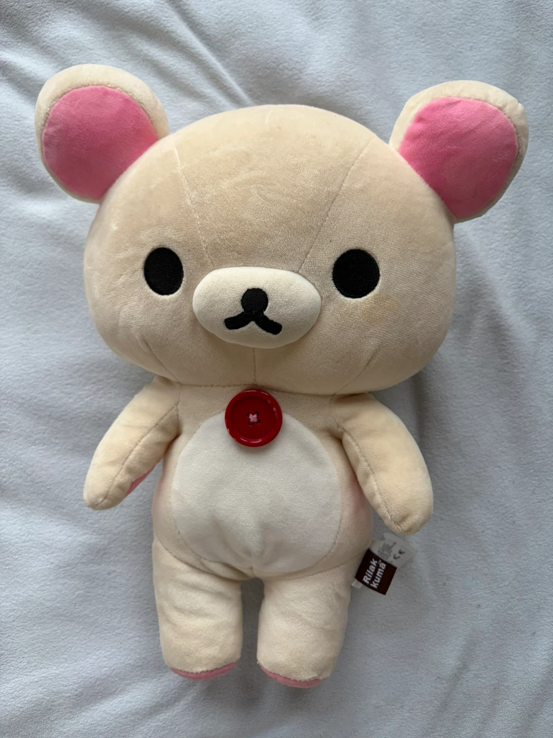 Rilakkuma San-X 12” Plush Stuffed Bear With Red Button