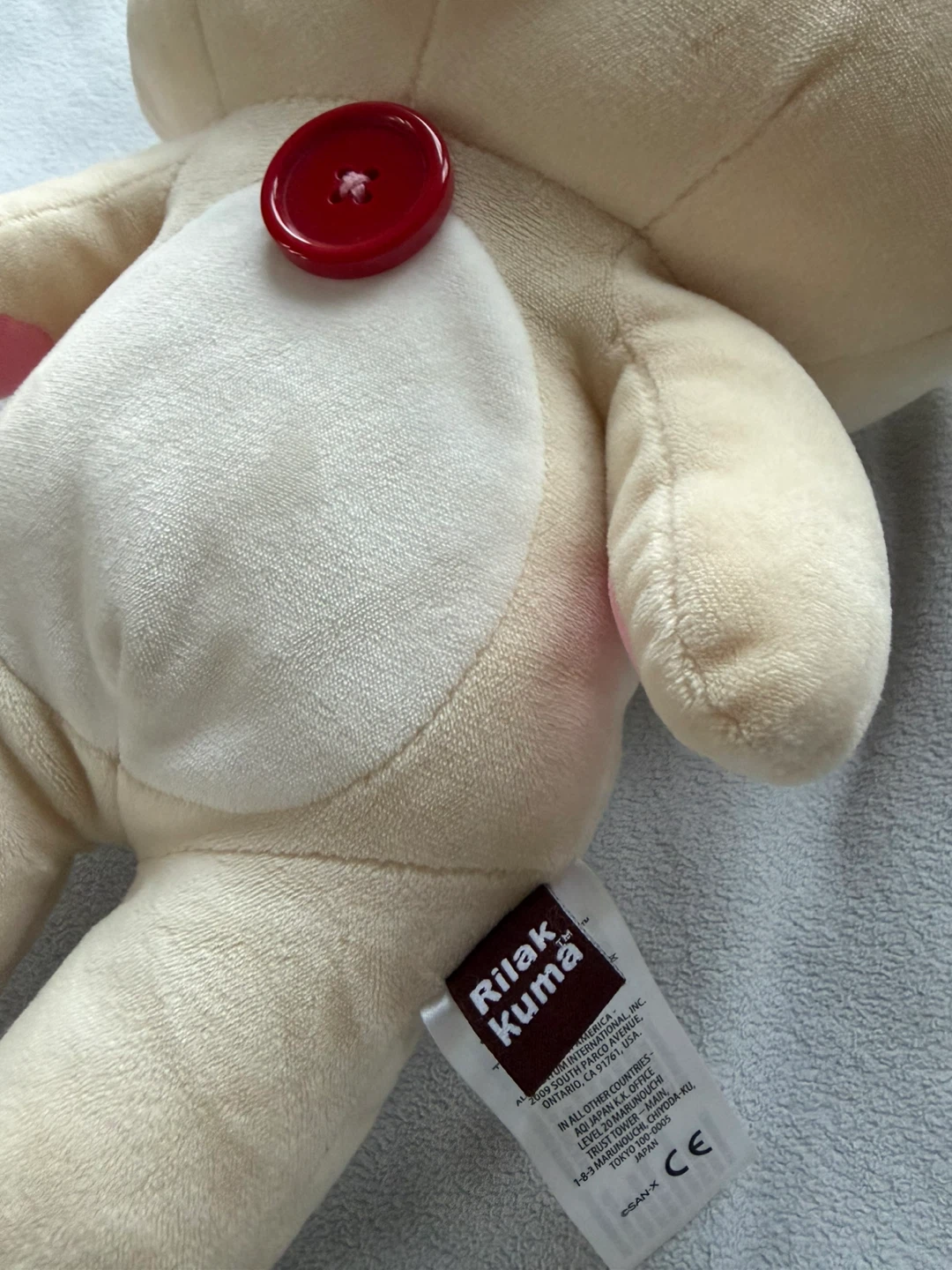 Rilakkuma San-X 12” Plush Stuffed Bear With Red Button - photo 2