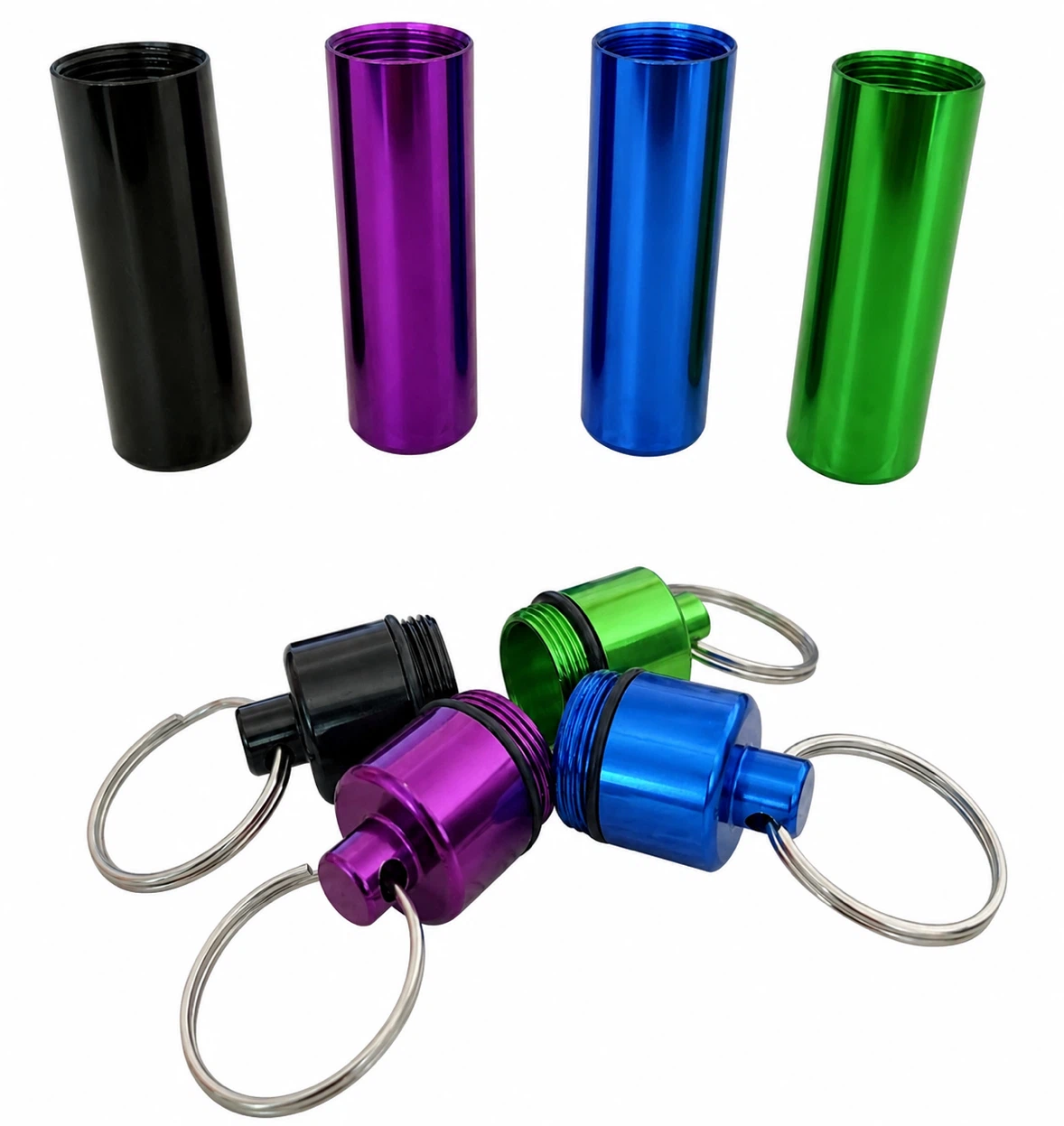 4 Packs Aluminum Pill Box Case Mini Portable Keychain Holder - photo 2