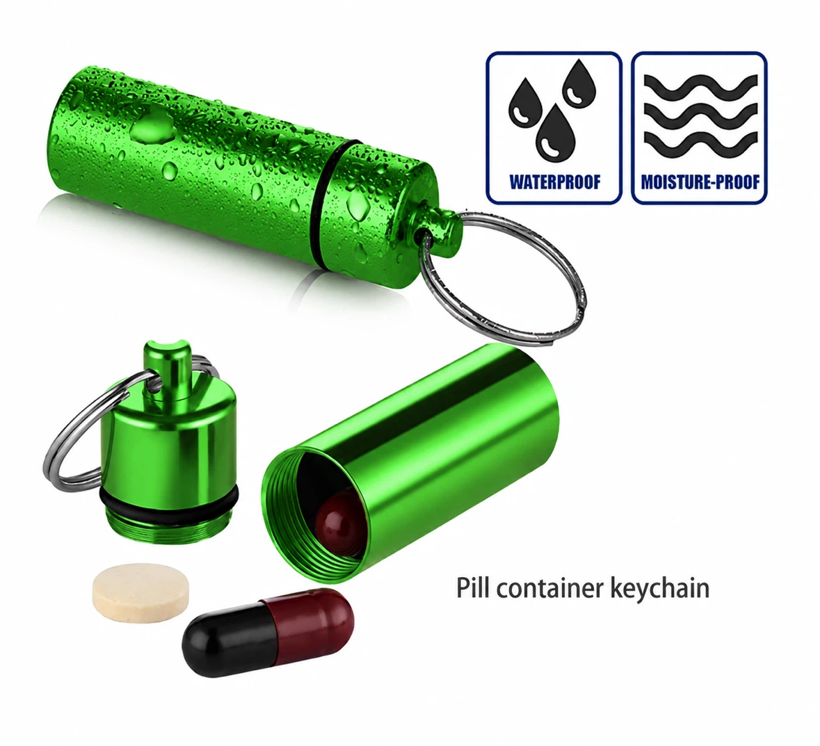 4 Packs Aluminum Pill Box Case Mini Portable Keychain Holder - photo 4