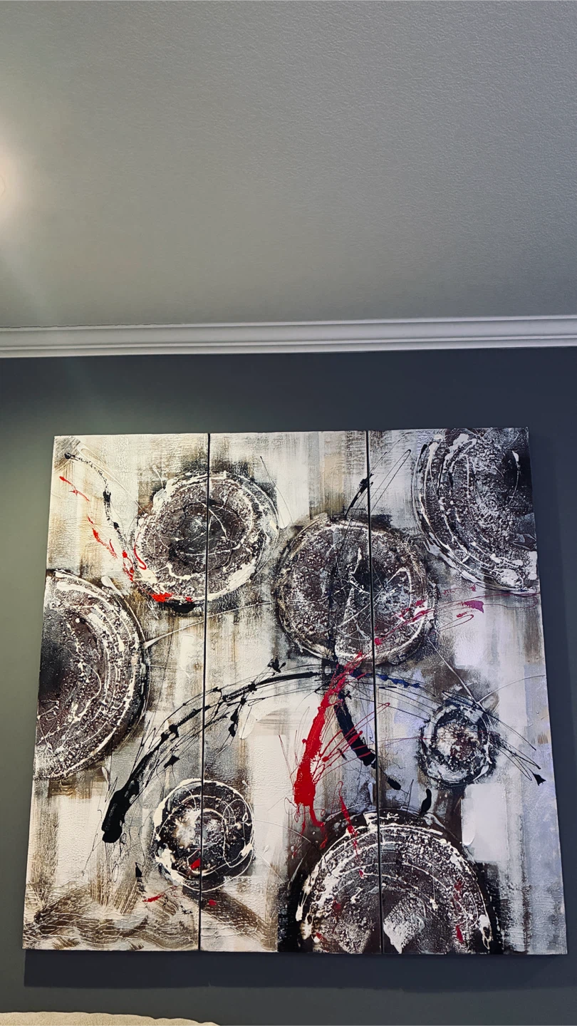 Gorgeous very large 3 piece  60” x 60” textured wall art