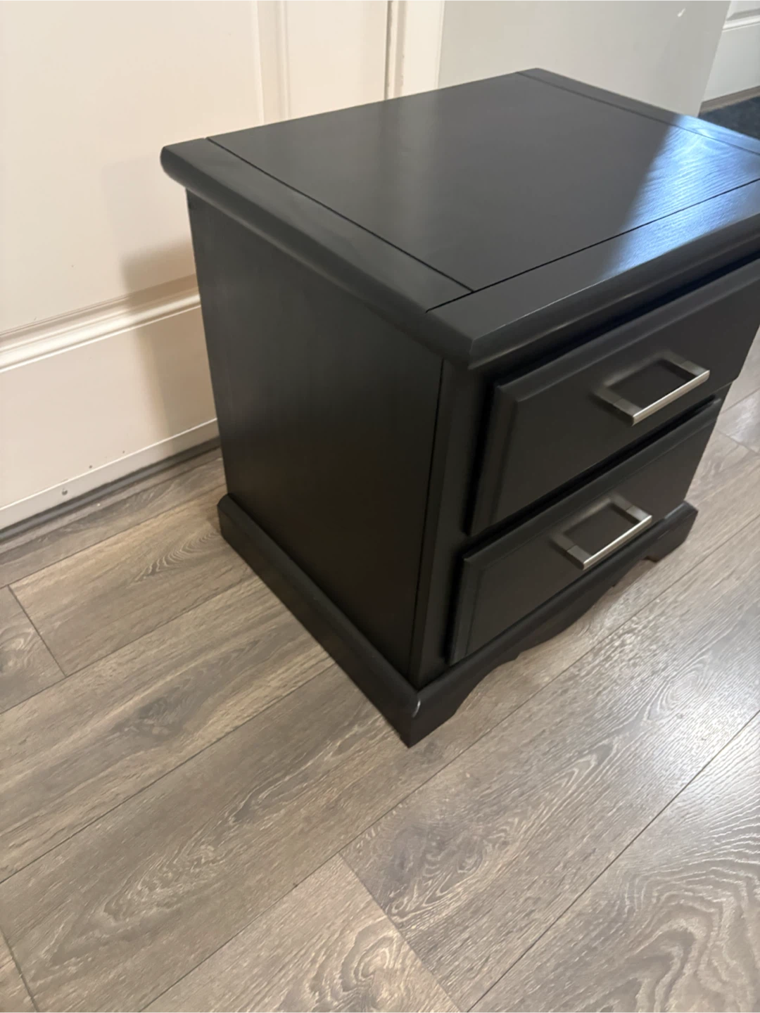 Black Two-Drawer Nightstand - photo 3