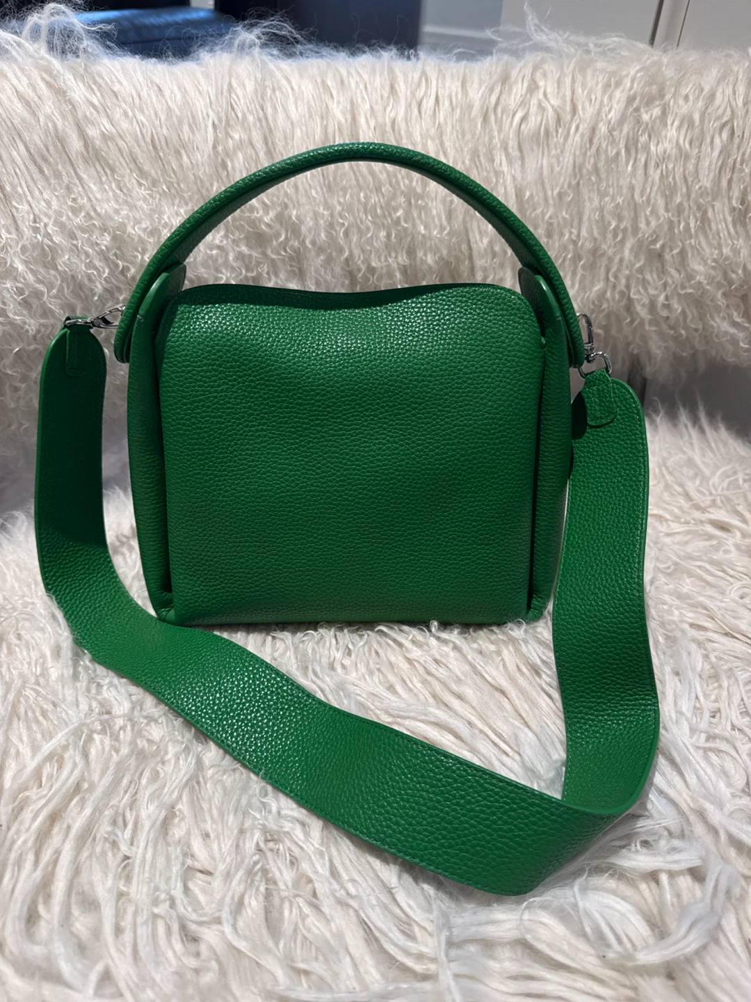 Designer Green Real Leather Handbag