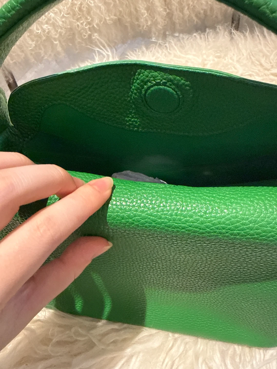 Designer Green Real Leather Handbag - photo 3